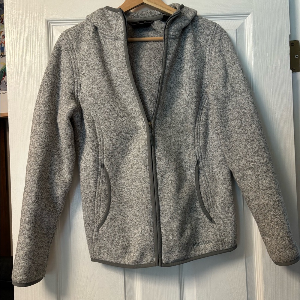 Marmot Women's Heather Gray Hooded Fleece Jacket